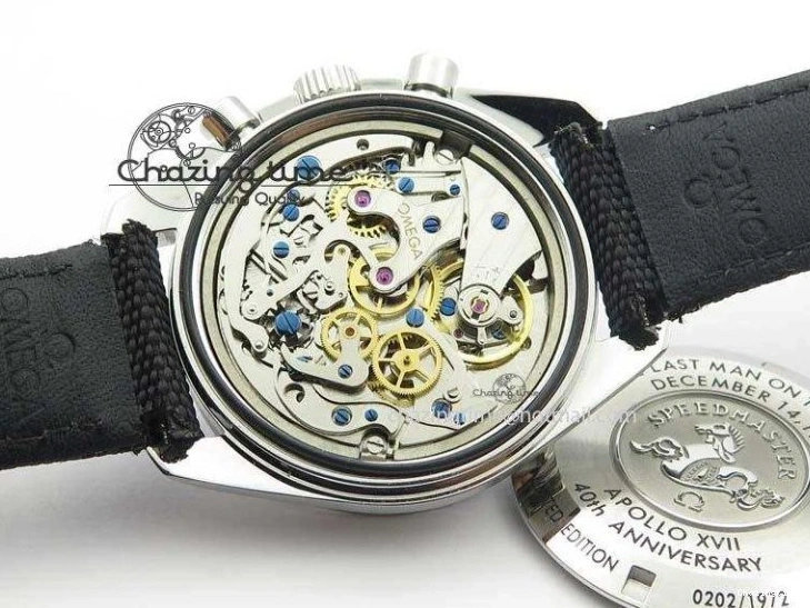 0314 Speedmaster Apollo XVII Gray Dial On Black Nylon Strap Manual Winding Chrono Movement FastDry 8208